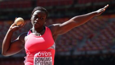 Photo de Auriol Dongmo sacrée championne du monde du lancer de poids